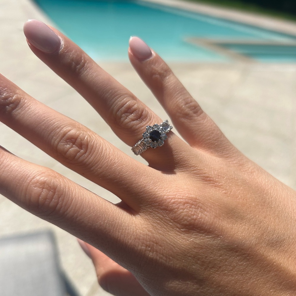 Sapphire Floral Ring with Diamonds